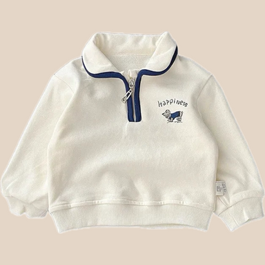 Kids sweatshirt with preppy design – soft cotton, half-zip collar | unisex jumper