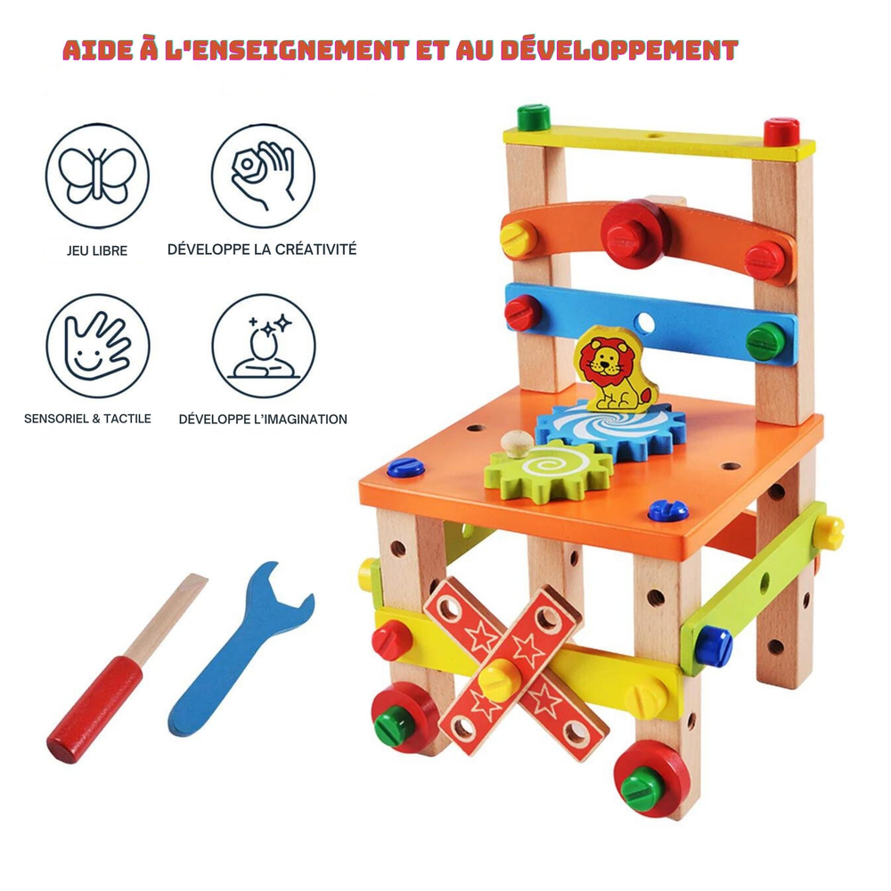 Wooden workbench for kids – 2-in-1 design, builds motor skills | Montessori toy