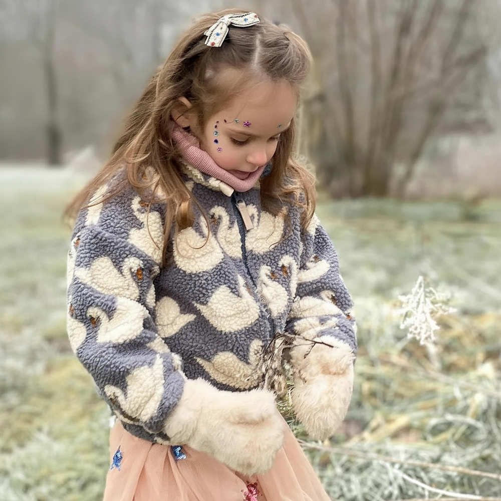 Children's clothing in teddy fleece with print – coat, gilet or trousers, zip | berber fleece