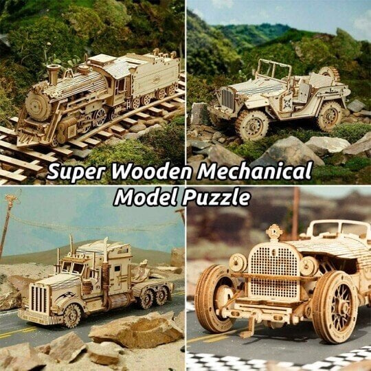 Wooden vehicle building set – educational 3D puzzle, durable wood | kids 6+