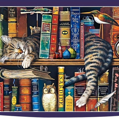 1000-piece cat jigsaw puzzle with cosy book theme – relaxing hobby, detailed design | puzzle lovers