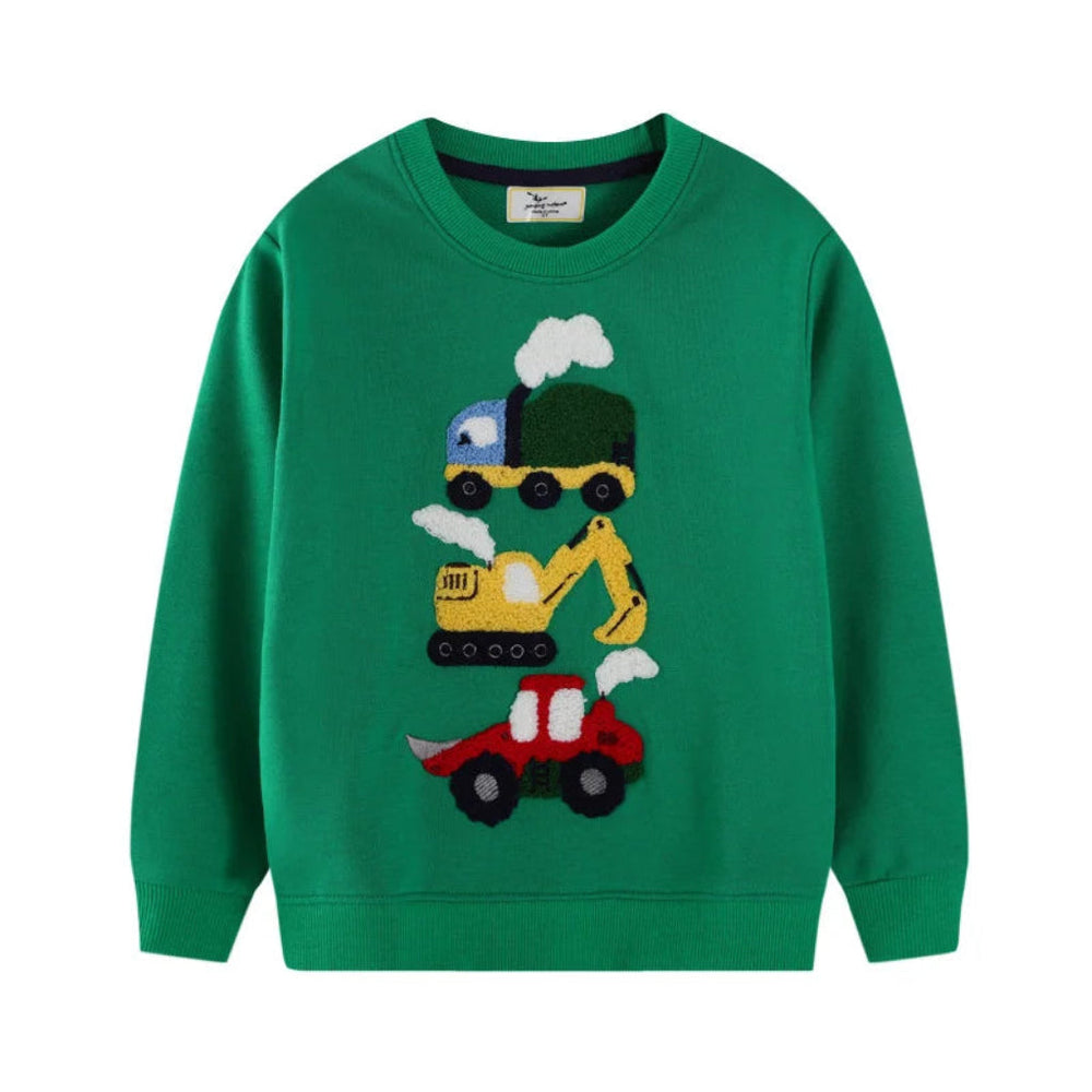 Boys' sweatshirt with construction vehicles – soft, warm, durable | kids' jumper