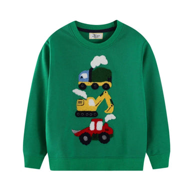 Boys' sweatshirt with construction vehicles – soft, warm, durable | kids' jumper