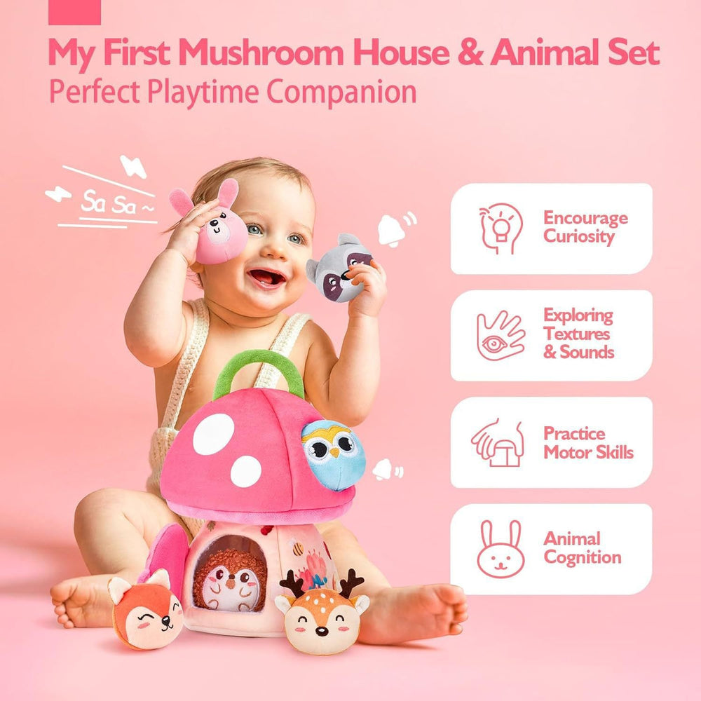 Sensory cuddle house – soft, calming, with animal figures | Baby toy