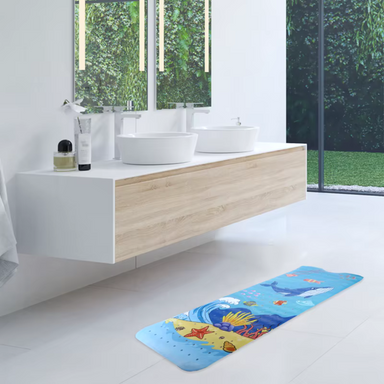 Non-slip mermaid bath mat – secure suction cups, soft surface | for kids