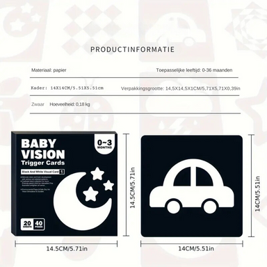 Baby flash cards with high-contrast patterns – shape recognition, sensory play | 0–36 months