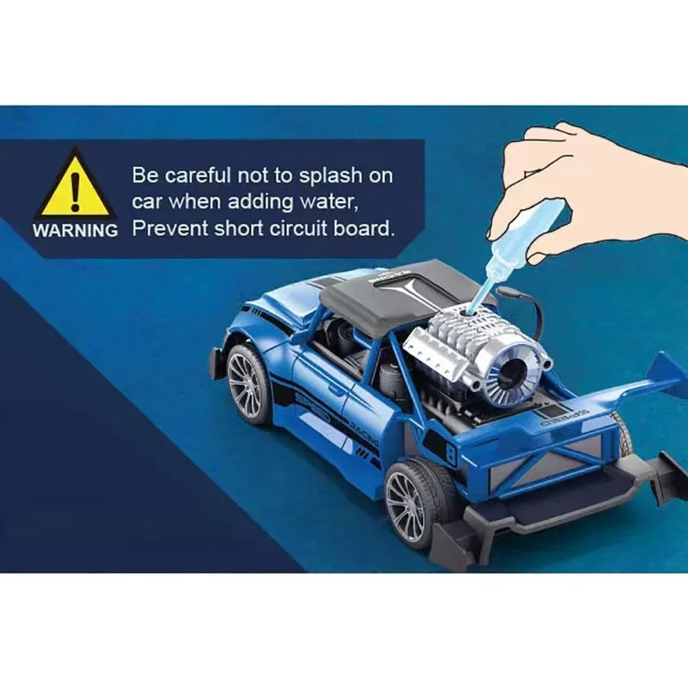 Remote control car with water fun – LED lights, stunts, rechargeable battery | kids racing toy