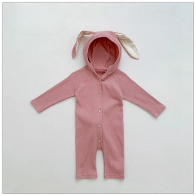 Baby romper with bunny ears – soft cotton, unisex design | Babygrow