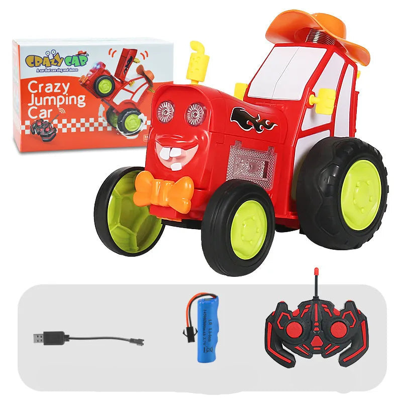 Remote control stunt car – LED lights, music and jumps | kids