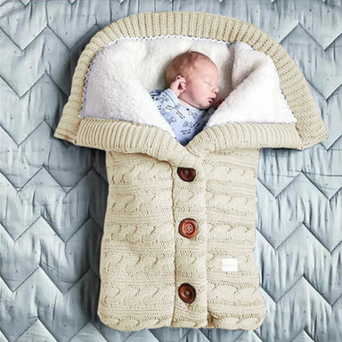 Knitted baby sleeping bag for winter – warm, soft and cosy | newborns