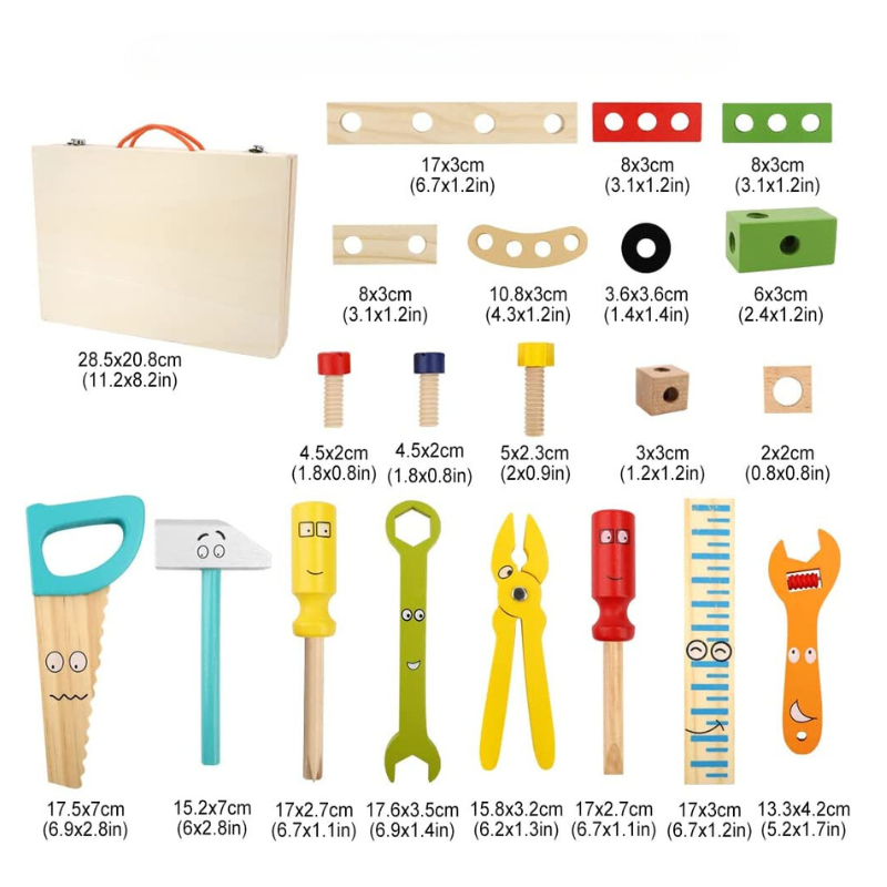 Wooden construction set with Montessori design – 35 parts, safe play | building toy
