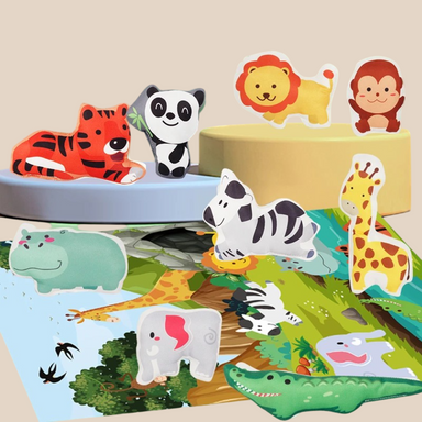 Jungle playset with soft animals – foldable play mat, educational toy | ages 0–4