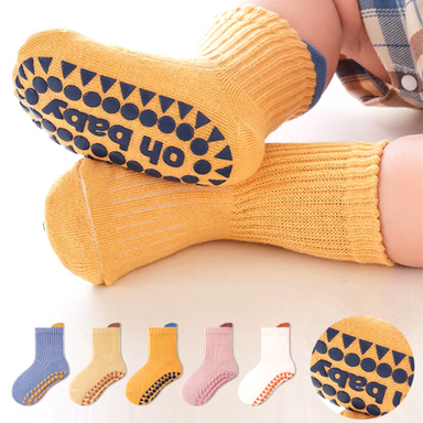 Anti-slip socks for toddlers – soft cotton, secure grip | 0–4 years