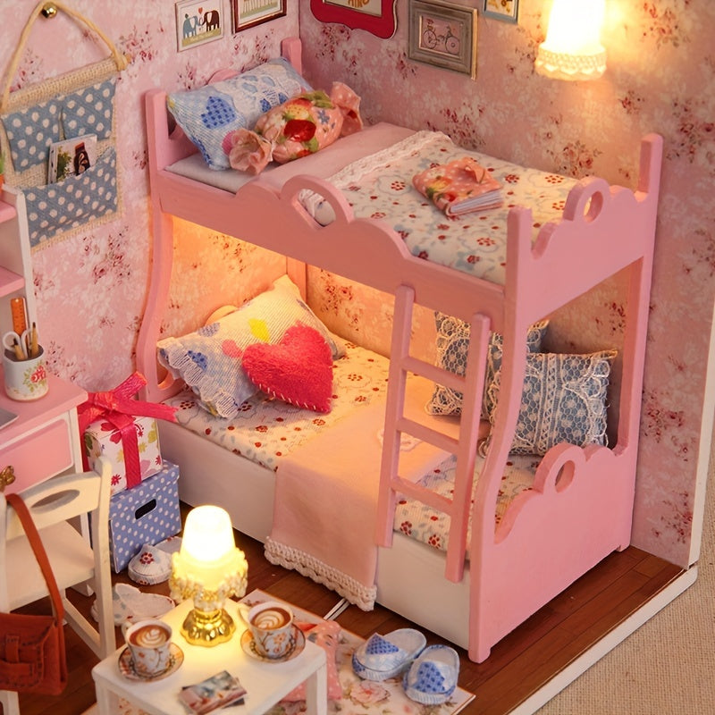 Miniature dollhouse kit with detailed room design – hobby project, display piece | DIY build