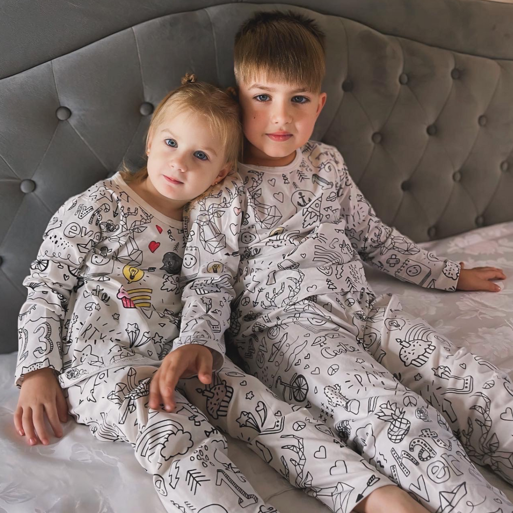 Colour-in pyjamas for kids – soft, breathable, personalisable | creative sleepwear