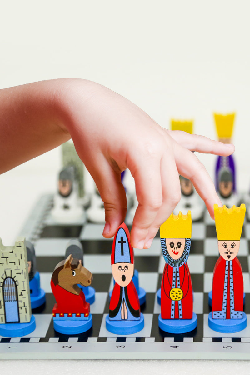 Wooden chess set for kids – teaches strategy, fun to play | board games