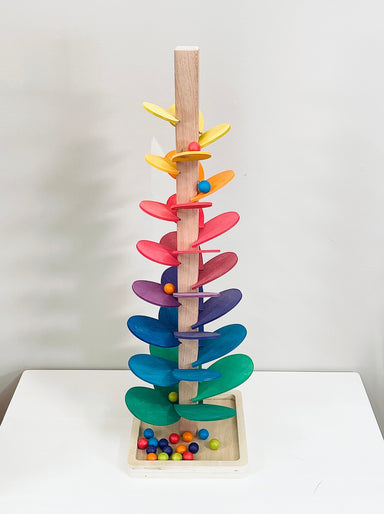 Wooden marble run with sound – educational, sturdy toy | kids 3+