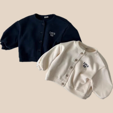 Cardigan with Love Me embroidery – soft cotton, button fastening | girls