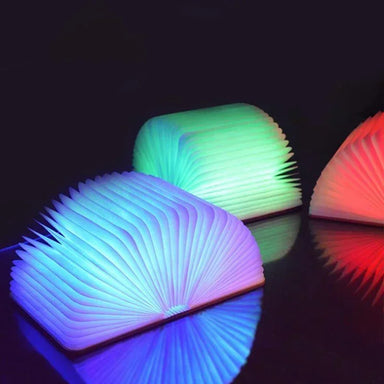 Foldable LED night light with RGB colours – USB rechargeable, wooden design | Kids' room & desk