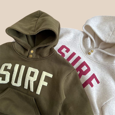 Kids' hoodie with soft fleece lining – surf print, hood, pouch pocket | Unisex