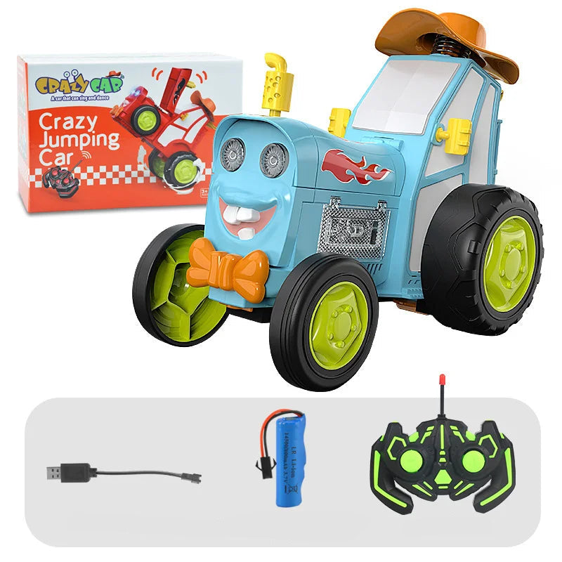 Remote control stunt car – LED lights, music and jumps | kids