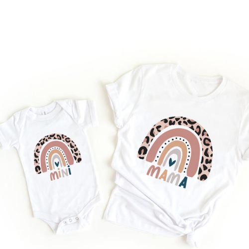 Mum & daughter matching set – shirt & romper outfit | Rainbow print