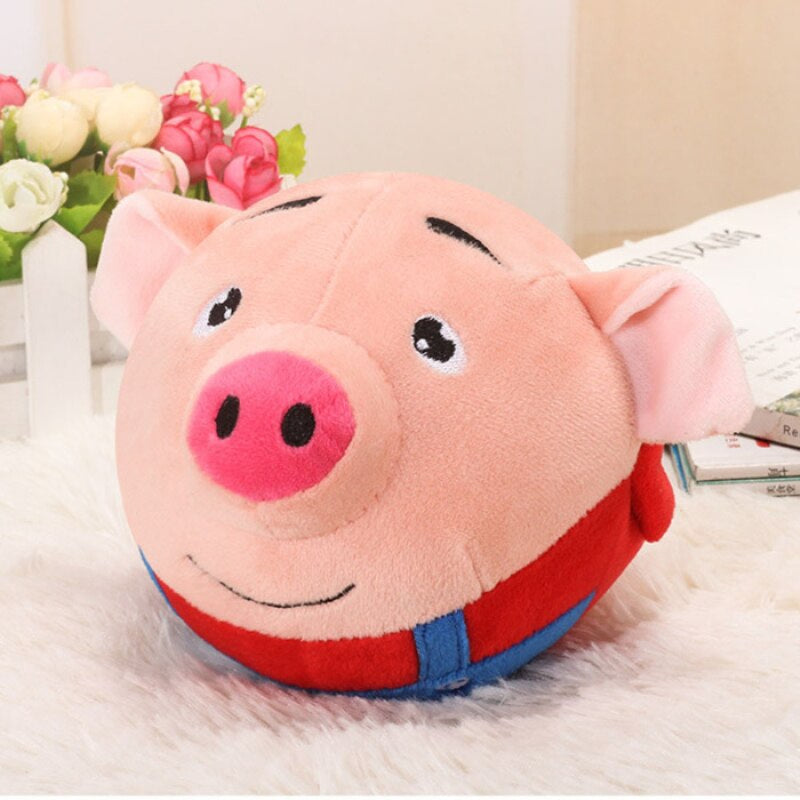 Jumping piglet toy records and plays sounds – rechargeable, safe, soft | For toddlers