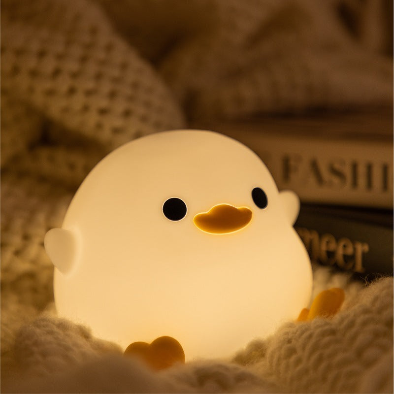 Duck night light with touch control – USB rechargeable, warm light, silicone | nursery LED lamp