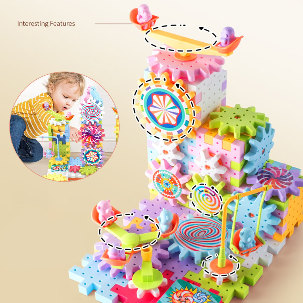 Building set with moving gears – 80–160 parts, 3D builds | for kids