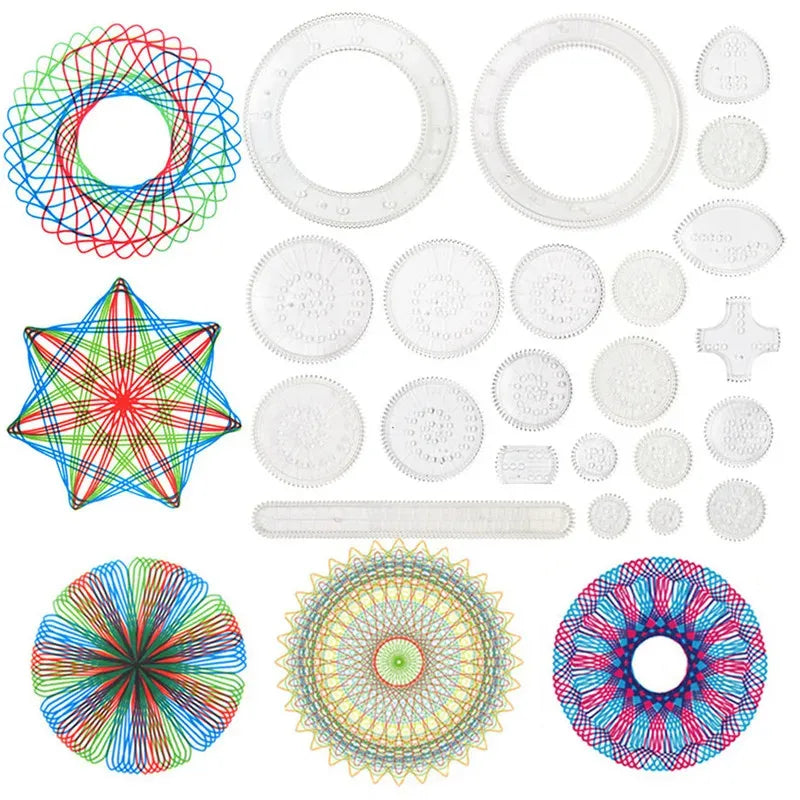 Spiral drawing set with gears creates unique patterns – 22 accessories, creative play | Kids 6+