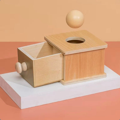 Wooden object permanence box boosts early learning – educational, safe design | toddlers