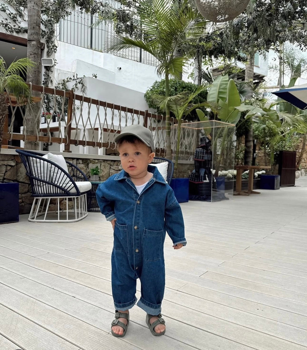 Denim dungarees for daily wear – soft cotton, poppers | baby & toddler