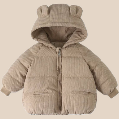Padded winter coat with bear ear hood – Ribbed fabric, windproof | Girls
