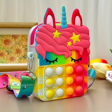 Pop-it backpack with unicorn design – sensory fun, adjustable straps | for children