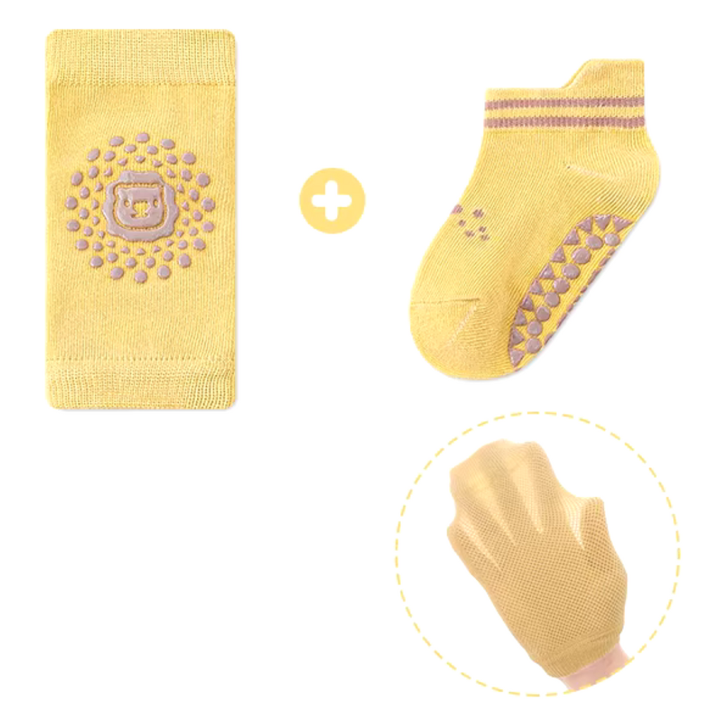 Baby knee pads with anti-slip grip – breathable, soft set of 3 | Crawling babies