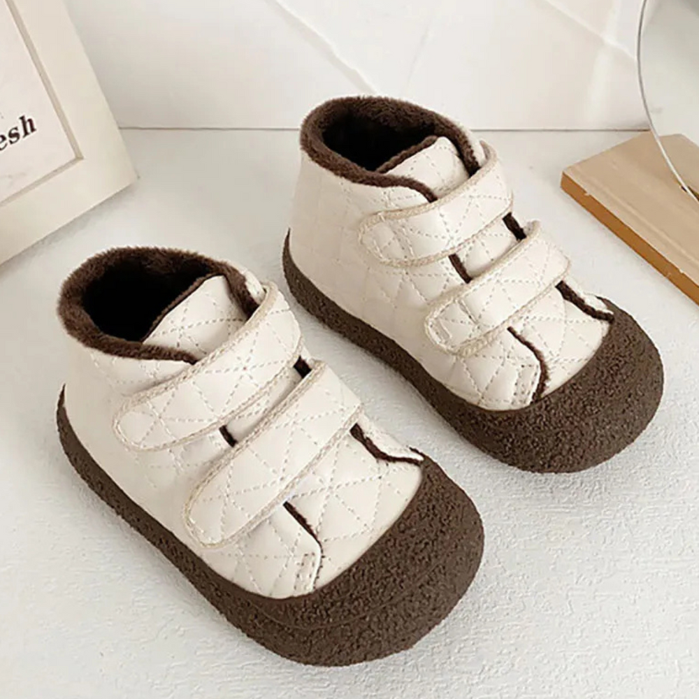 Barefoot baby shoes with warm lining – Anti-slip sole, hook-and-loop strap | For toddlers