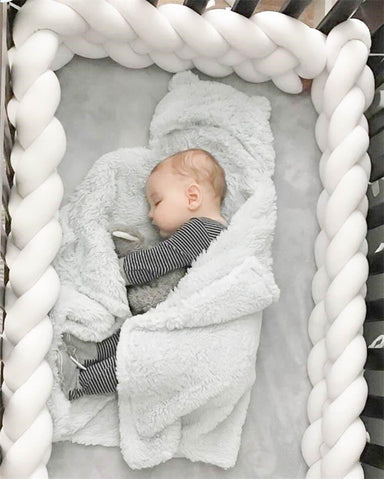 Braided cot bumper protects against hard bars – soft, breathable, washable | for newborns