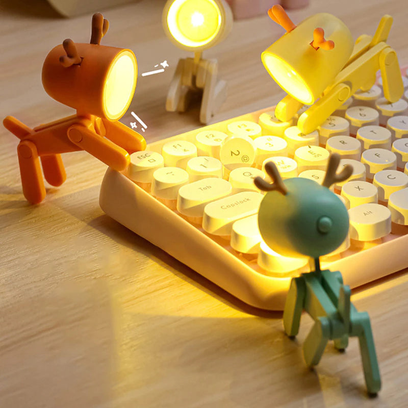 Flexible night light – warm LED, USB rechargeable | Dog & deer design