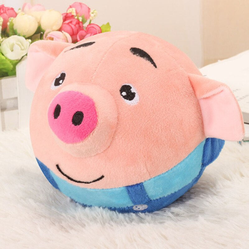 Jumping piglet toy records and plays sounds – rechargeable, safe, soft | For toddlers