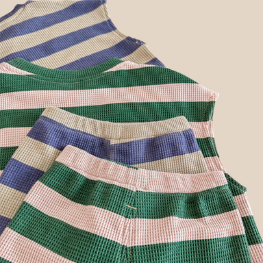 Ribbed summer set with striped top and shorts – soft cotton, unisex | kids outfit