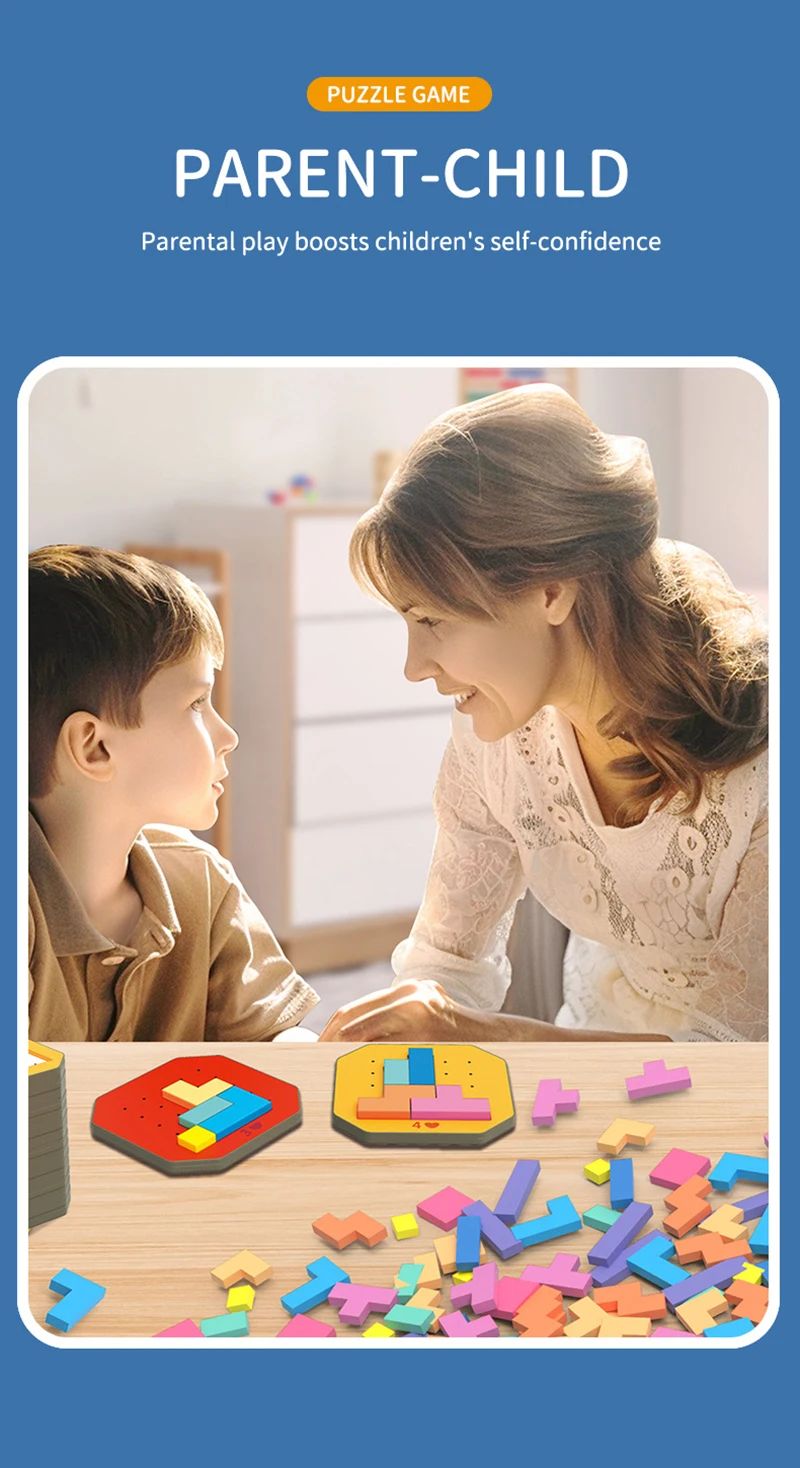 Wooden geometric puzzle blocks – shapes, colours, fine motor skills | Educational toy for kids