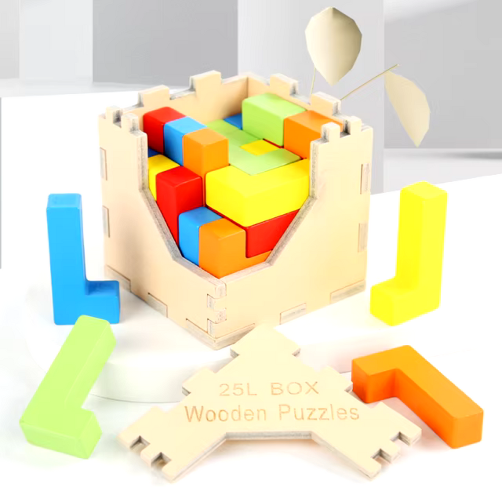 Wooden 3D puzzle for kids – durable, educational, compact | brain teaser