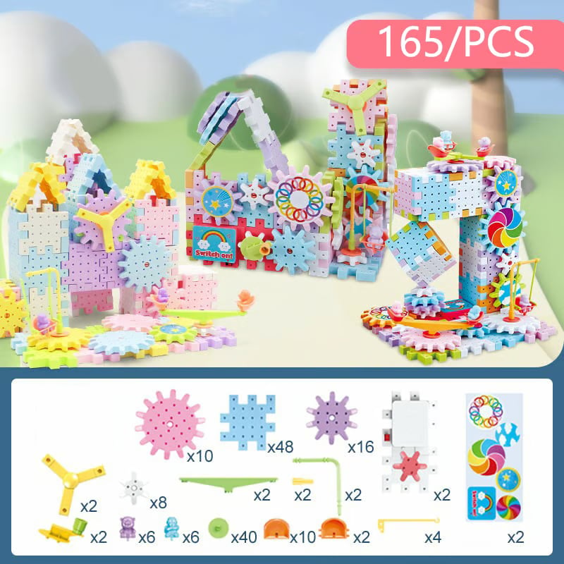 Building set with moving gears – 80–160 parts, 3D builds | for kids