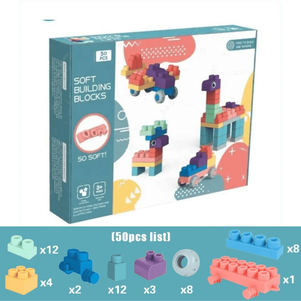 Soft building blocks for creative play – flexible, colourful, 80 pieces | kids' toy