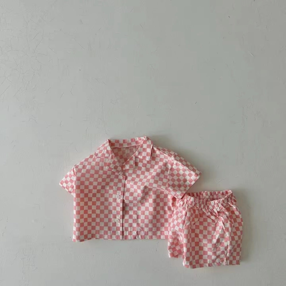 Checked shirt and shorts set – soft, breathable, summer-ready | baby to kids