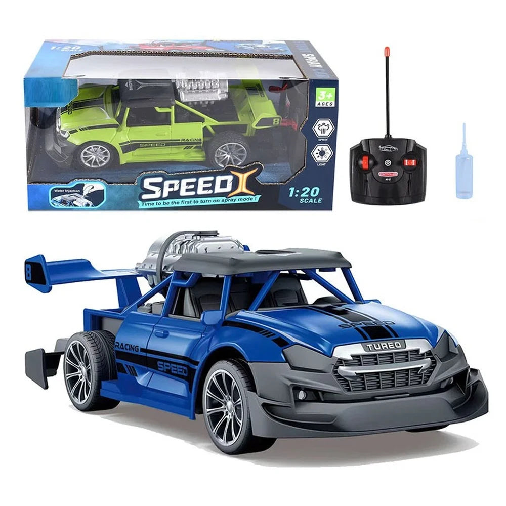 Remote control car with water fun – LED lights, stunts, rechargeable battery | kids racing toy