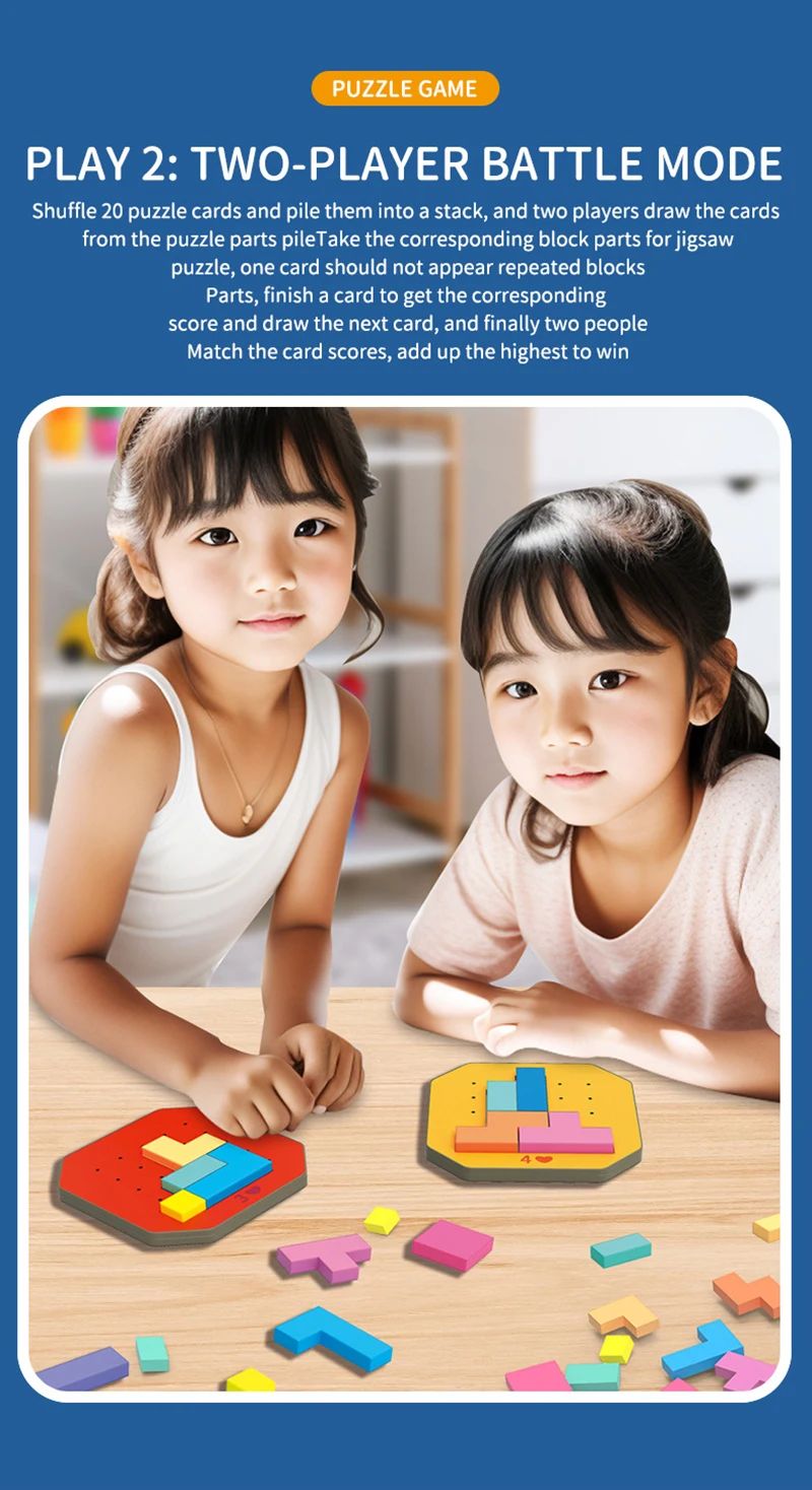 Wooden geometric puzzle blocks – shapes, colours, fine motor skills | Educational toy for kids