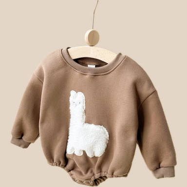Bodysuit romper with llama print – soft cotton, easy poppers | baby essentials