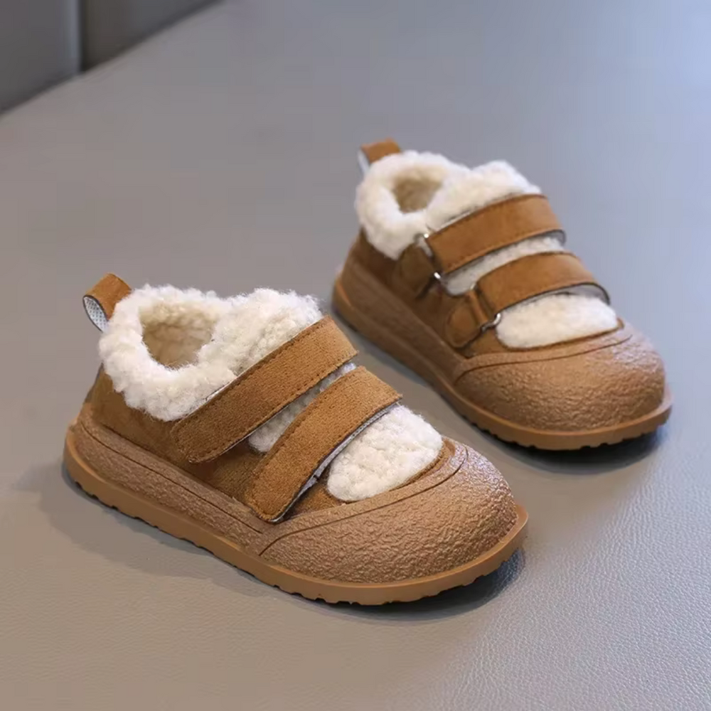 Warm lined toddler trainers with hook-and-loop fastening – grippy sole, unisex | winter shoes