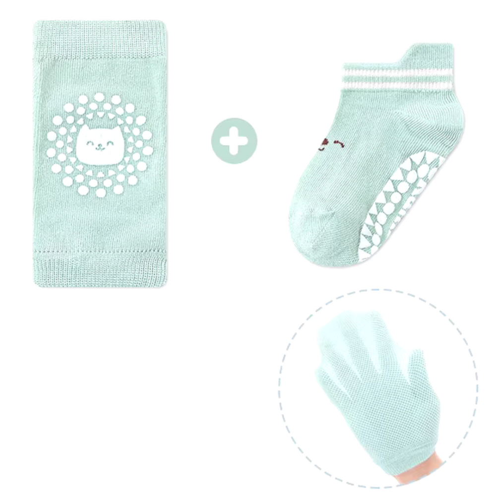 Baby knee pads with anti-slip grip – breathable, soft set of 3 | Crawling babies